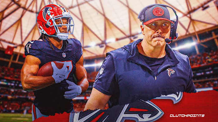 Atlanta Falcons running back Bijan Robinson and head coach Arthur Smith.